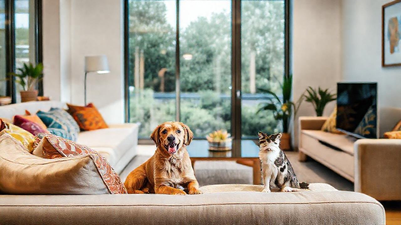 Un salón moderno acogedor y feliz