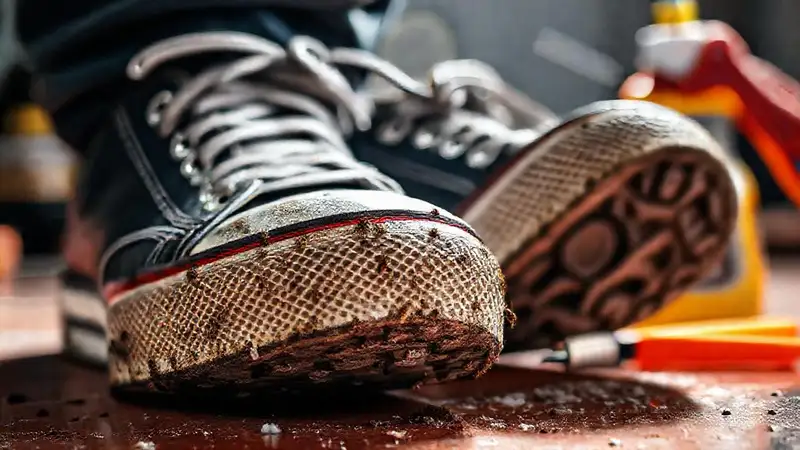 Zapatillas sucias brillan en estudio