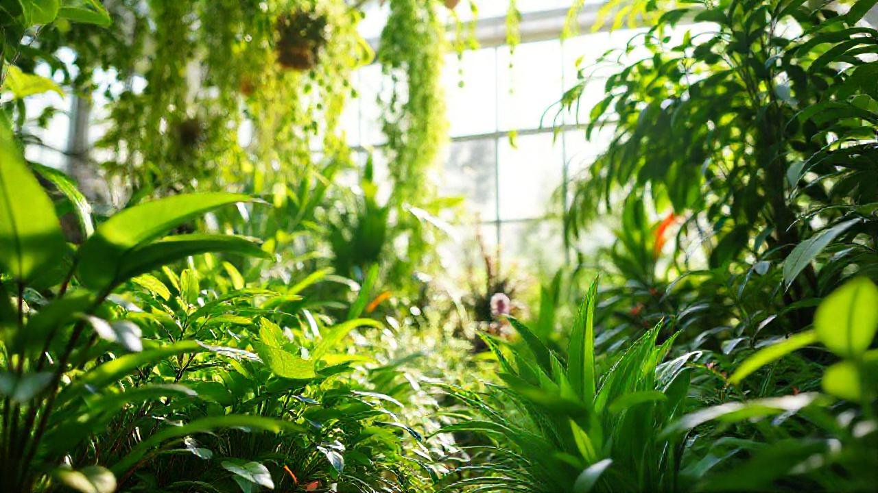 Un jardín interior verde y vibrante