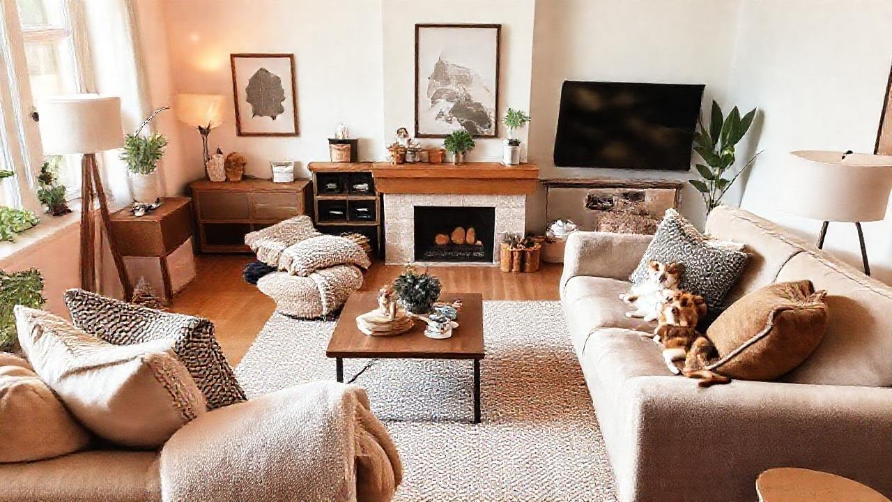 Un salón acogedor y feliz