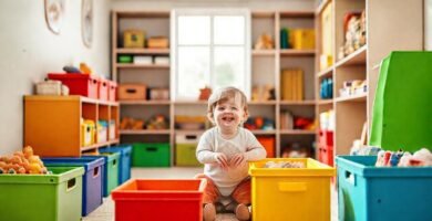 Un playroom feliz y ordenado