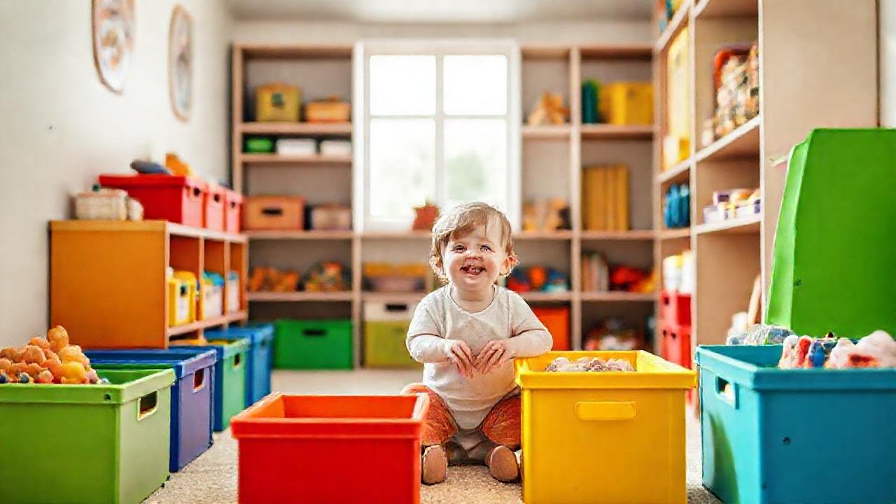 Un playroom feliz y ordenado