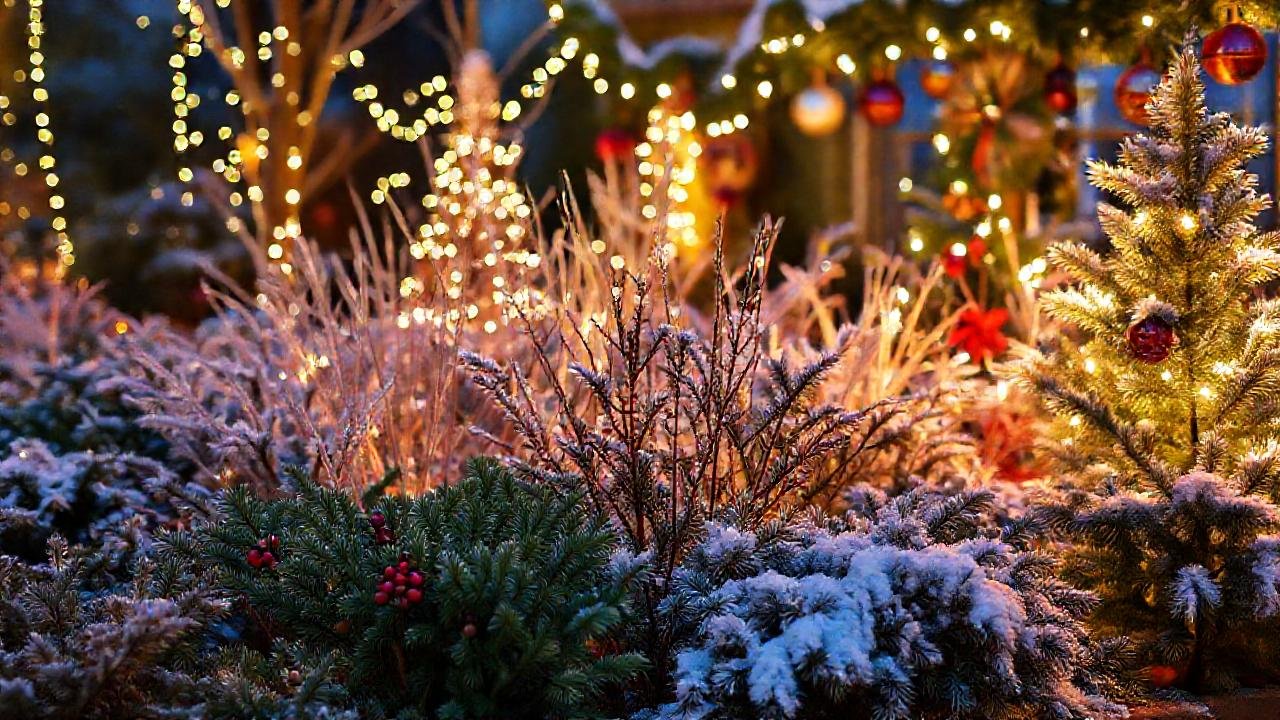 El jardín invernal brilla con magia navideña