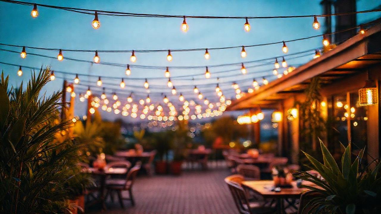 Un ambiente nocturno y acogedor al aire libre