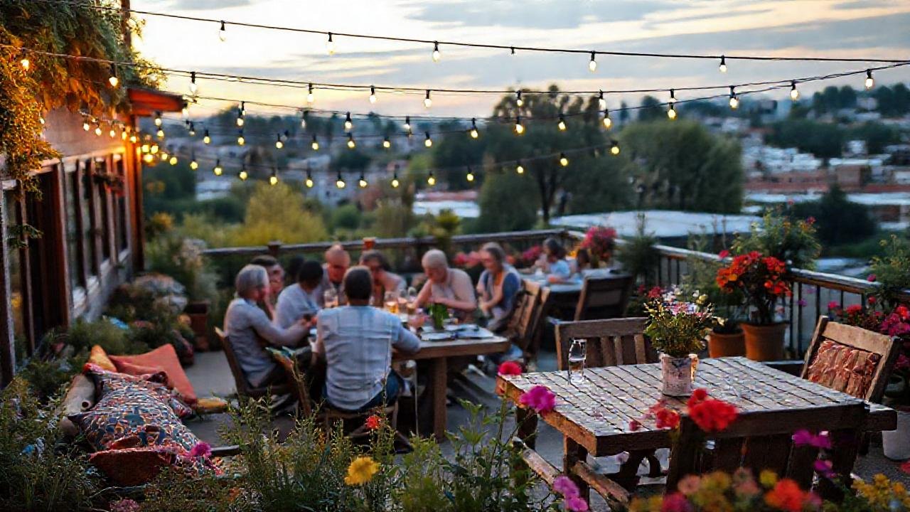 Un jardín terraza celebra la felicidad familiar