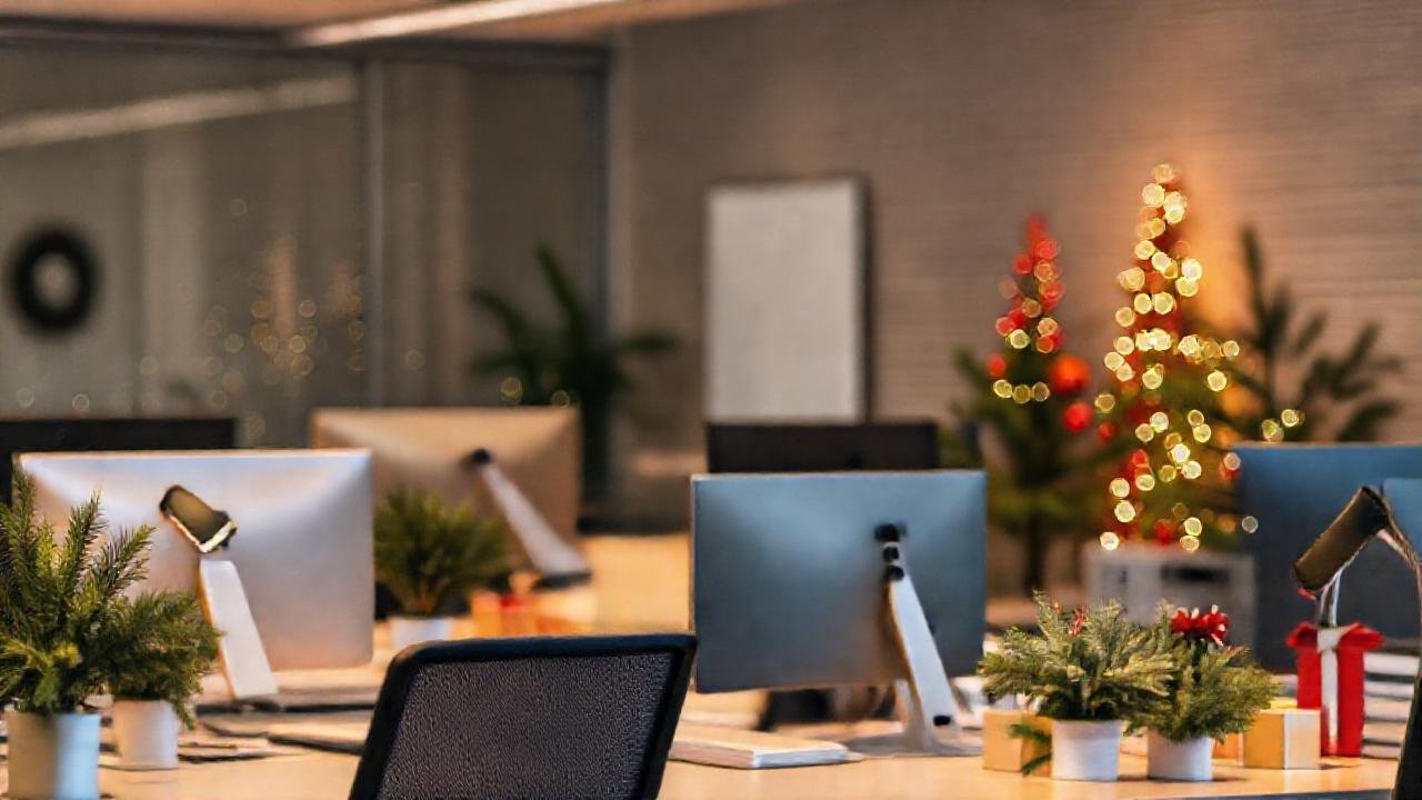 Espacio de oficina festivo y acogedor