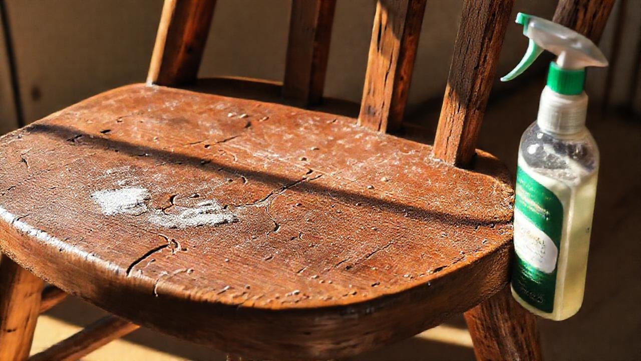 Una silla antigua se limpia suavemente