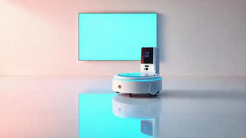 Robot limpiador futurista: superficie impecable y brillante
