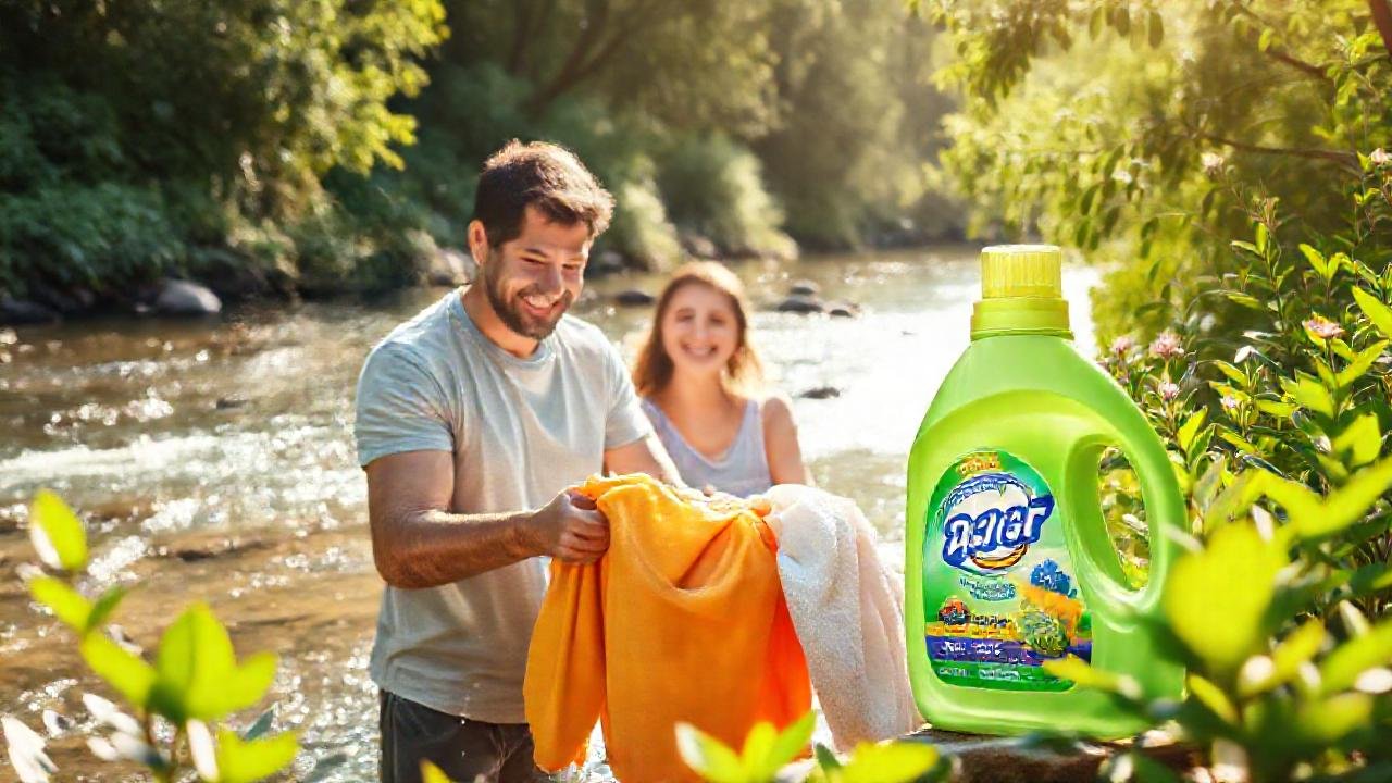 Naturaleza limpia, familia feliz, sostenibilidad