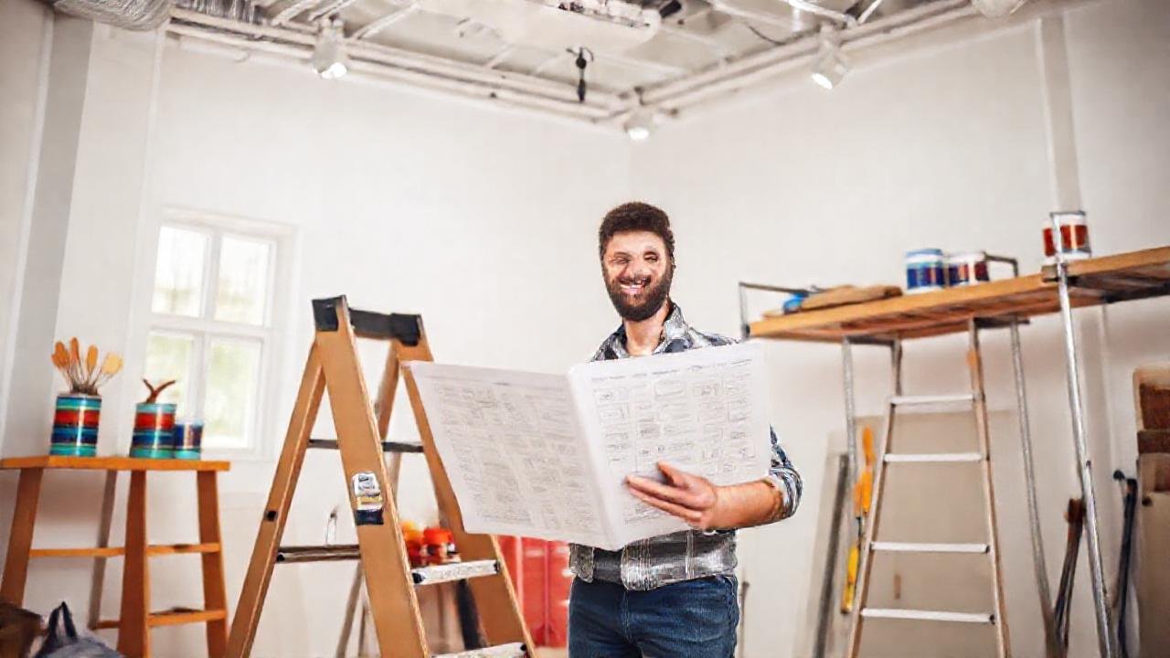 El pintor trabaja con profesionalismo y luz