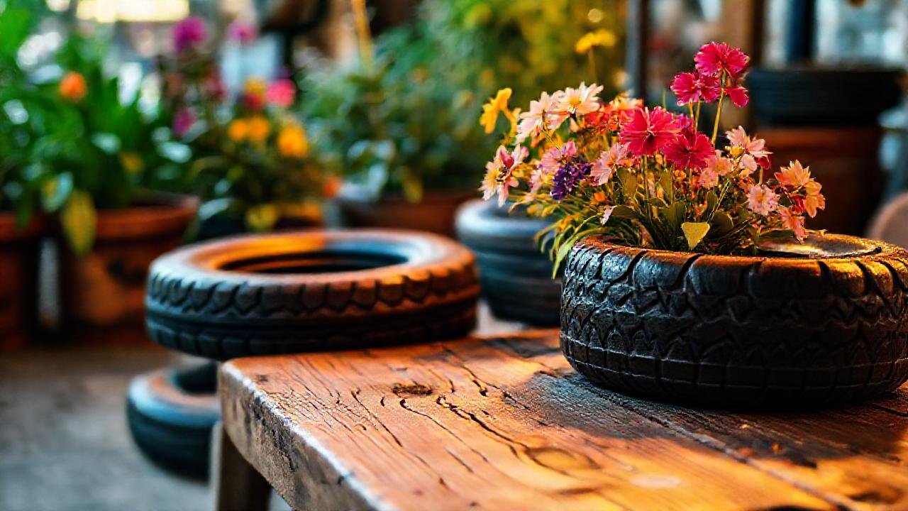 Un rústico jardín urbano acogedor y colorido