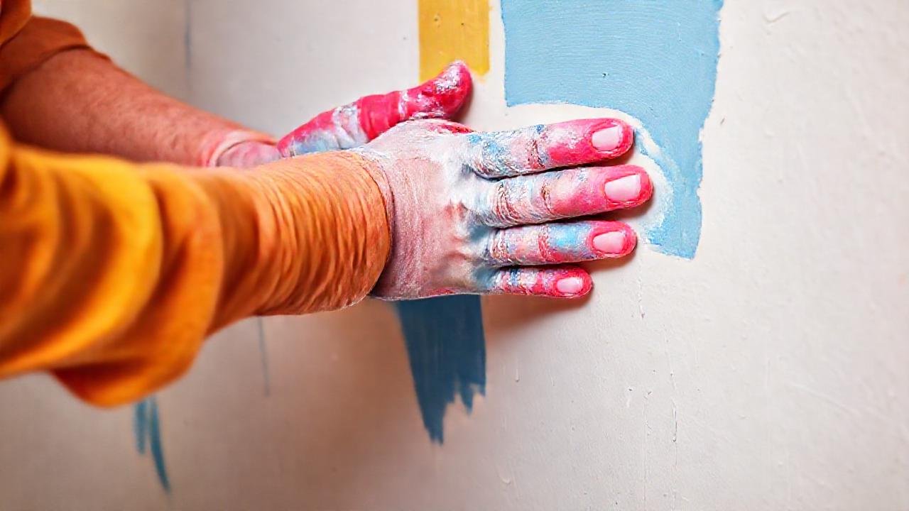 Pintor crea una pared vibrante y limpia