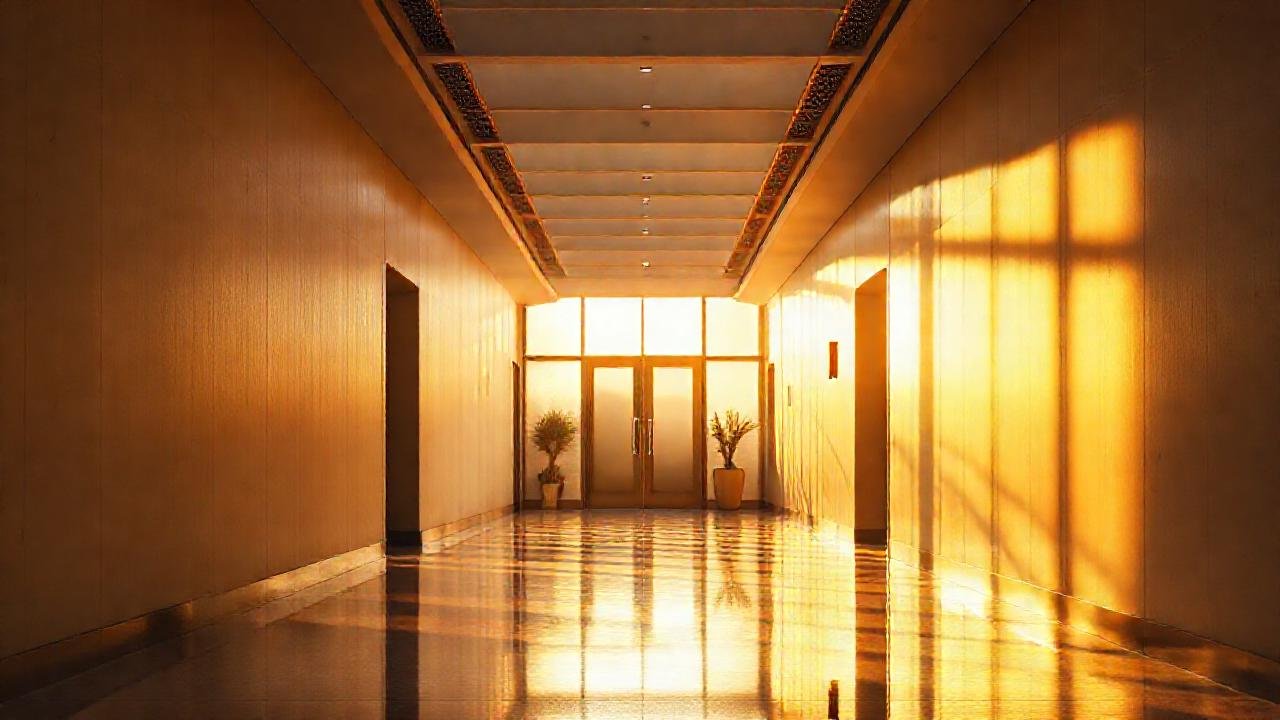 Un pasillo moderno irradia una atmósfera cálida