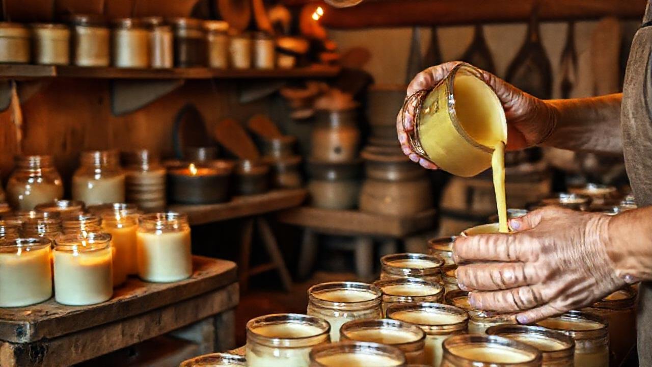 Artesano crea velas en ambiente cálido