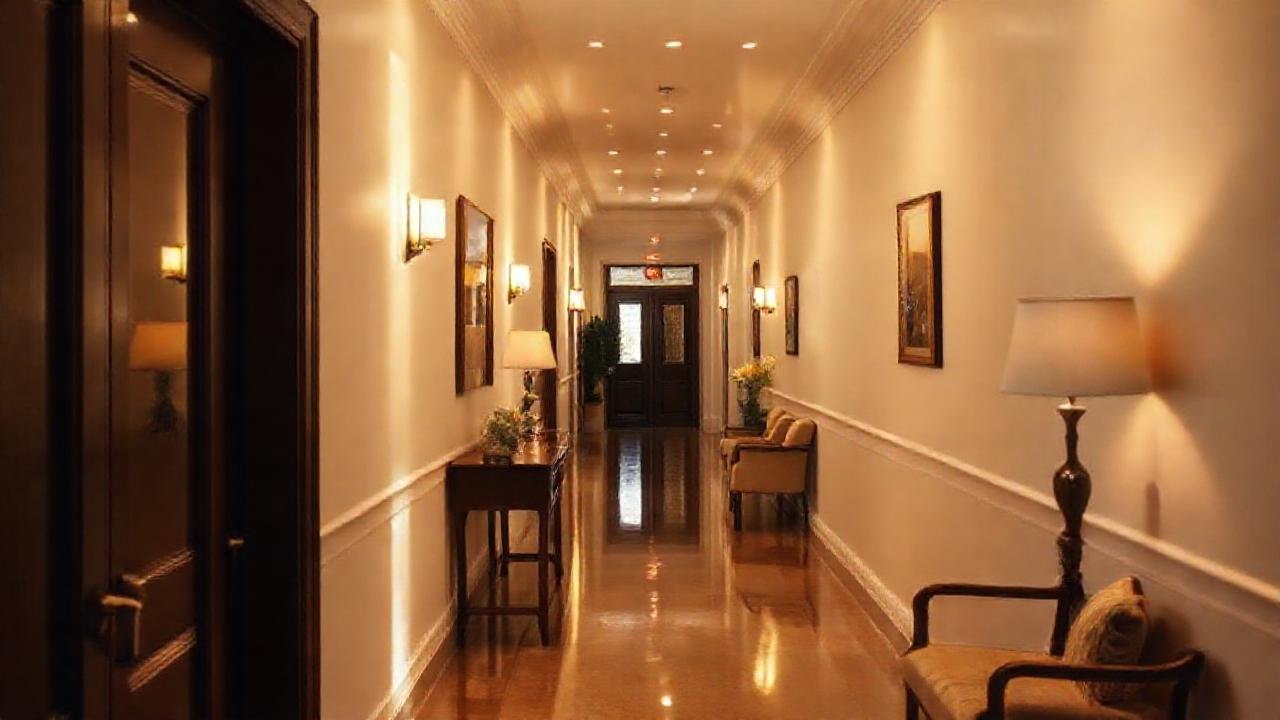 Un pasillo luminoso y sereno invita