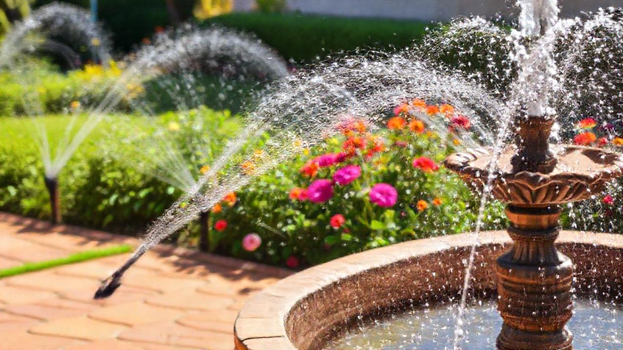 Jardín exuberante, sereno y soleado
