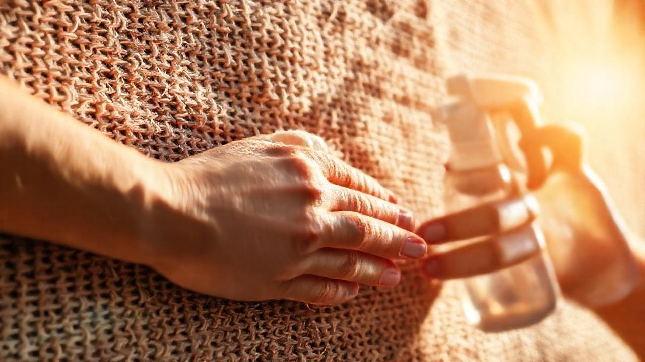 Manos suaves limpian tapiz texturizado