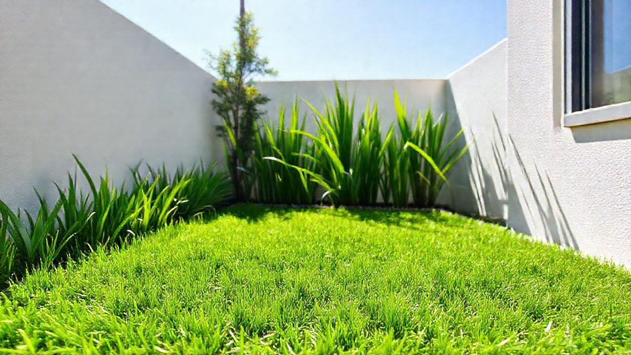 Un jardín moderno y verde es radiante