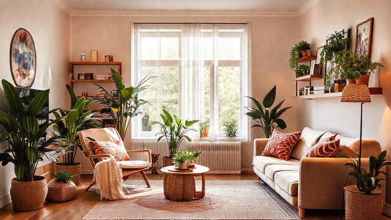 Un salón luminoso y acogedormente moderno