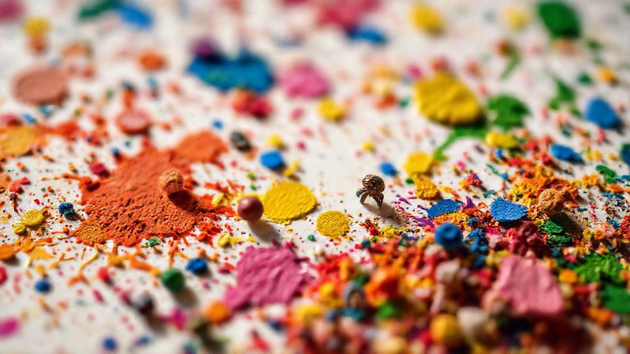 Arte colorido y reutilizado de cerca