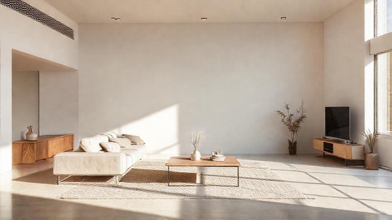 Un salón minimalista irradia calma y luz