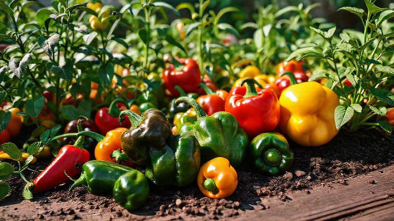 Pimientos vibrantes adornan un jardín urbano