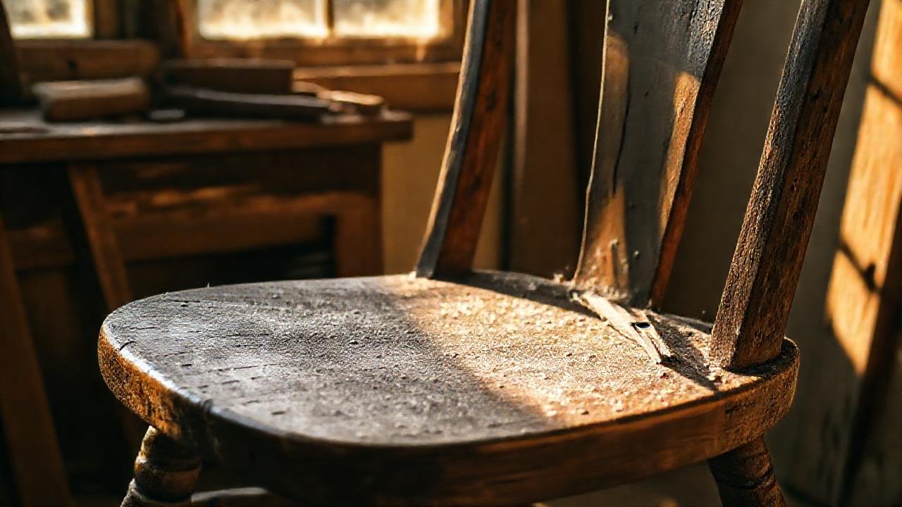 Una silla antigua se restaura suavemente