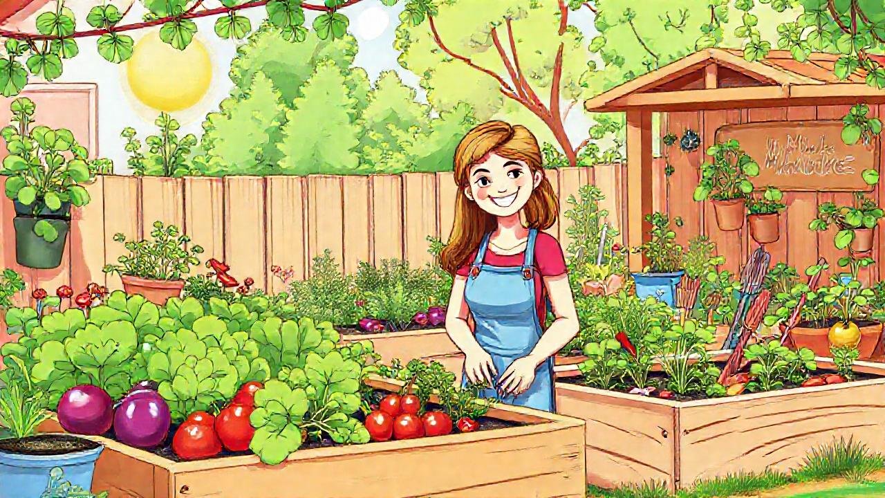 Jardín urbano alegre y saludable florece