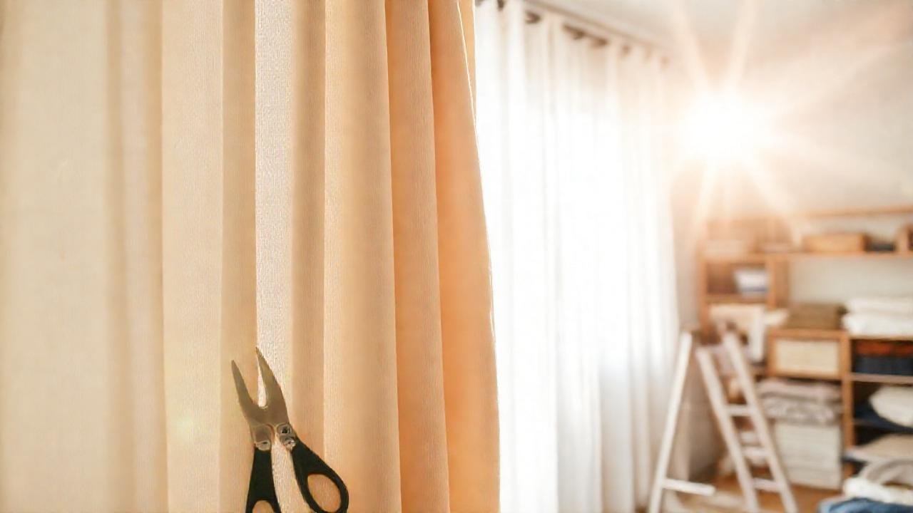 Un hogar feliz arregla cortinas con cuidado