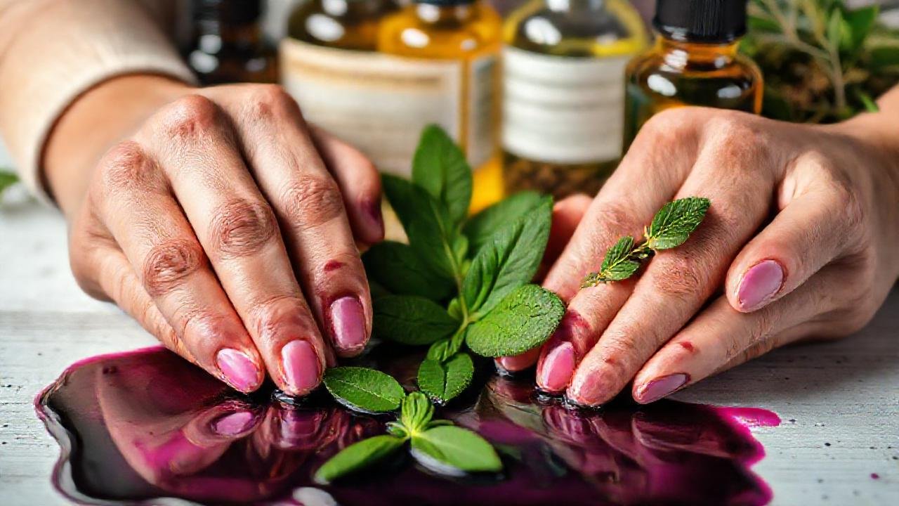 Remedios naturales iluminan manos y hojas