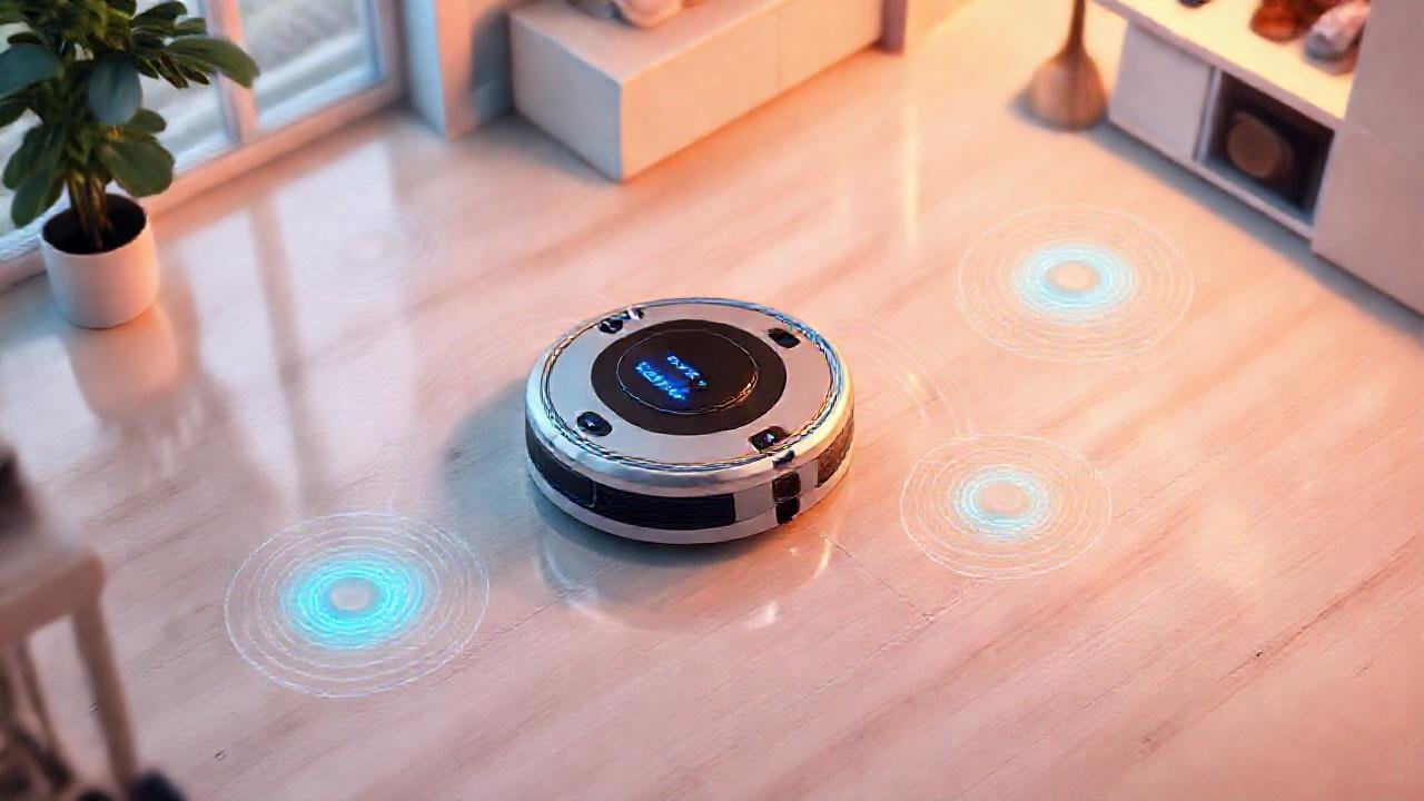 Robot limpia suelo en casa moderna