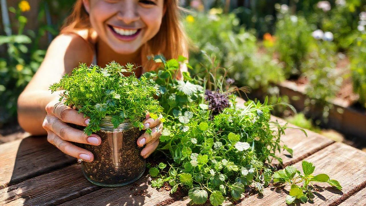 Un jardín alegre con manos felices