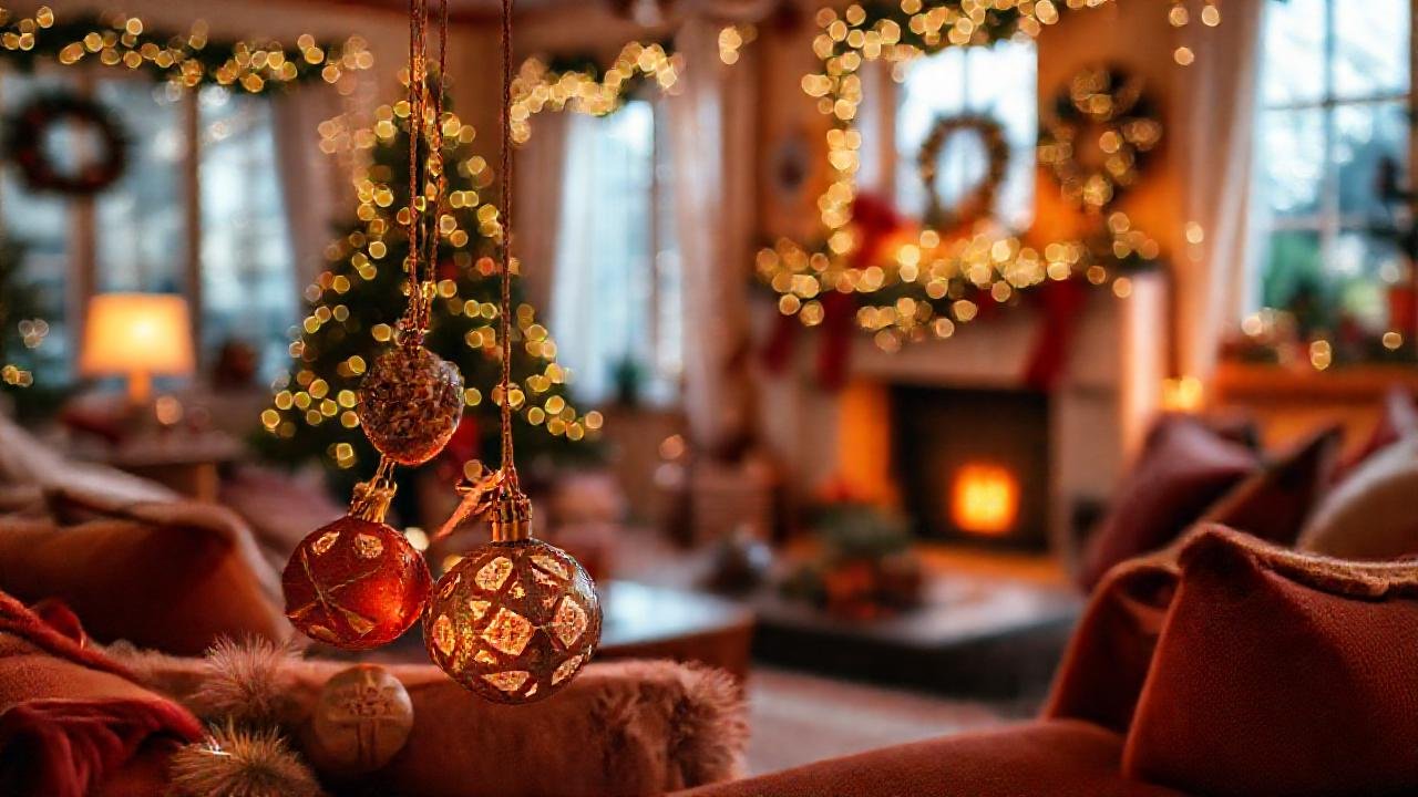 Un salón cálido y festivo brilla