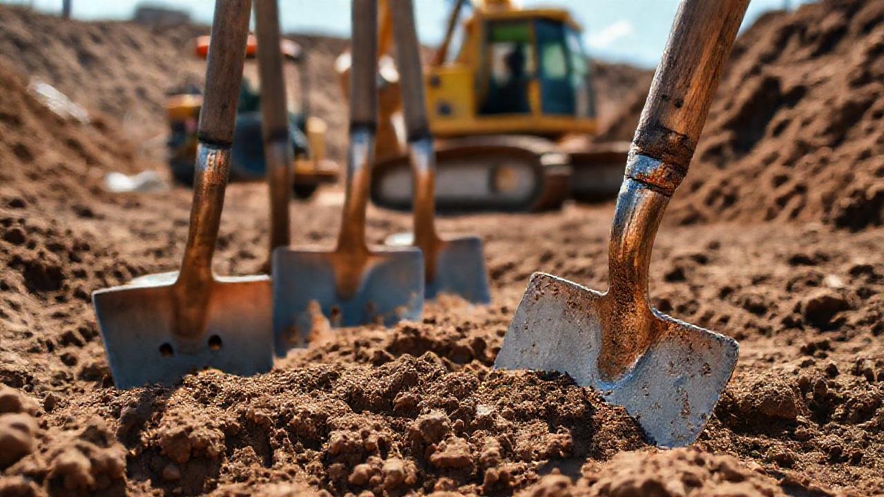 Construcción realista en día soleado