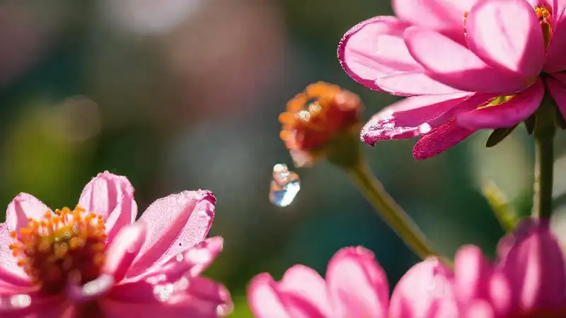Flores vibrantes brillan en la luz