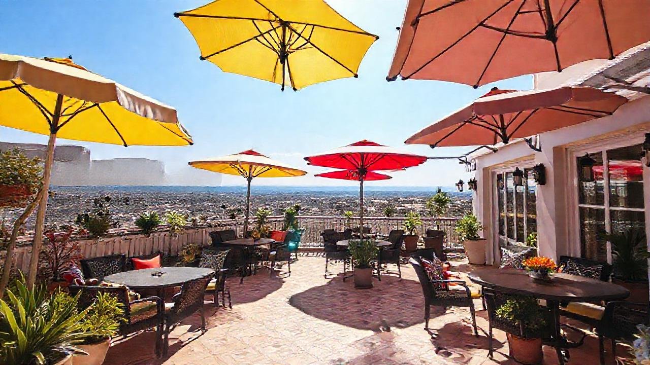 Un patio terrazado, soleado y elegante