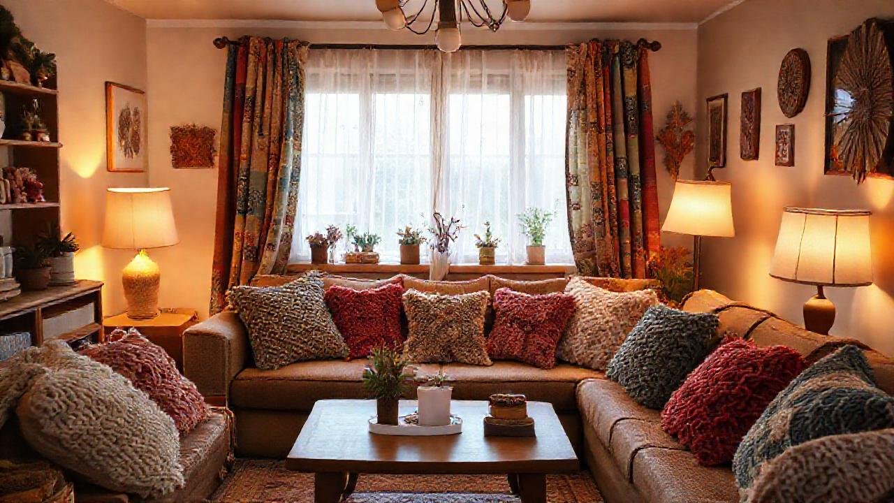 Un salón acogedor, creativo y colorido