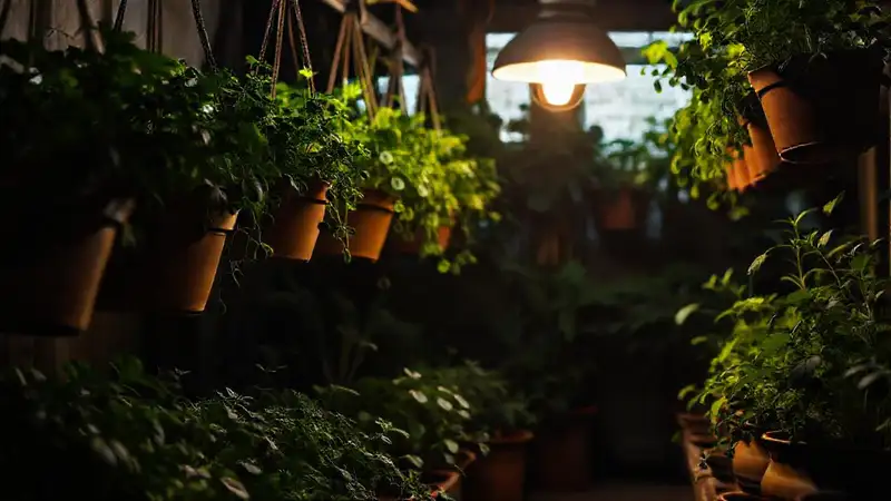 Jardín interior oscuro