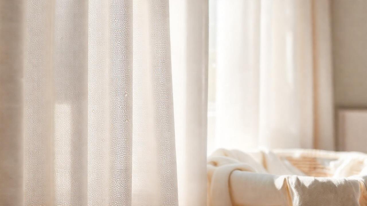 Cortinas arrugadas, luz suave, limpieza ideal