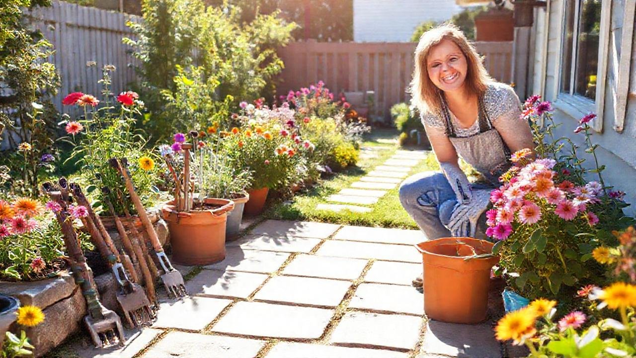 Un jardín soleado y acogedor florece
