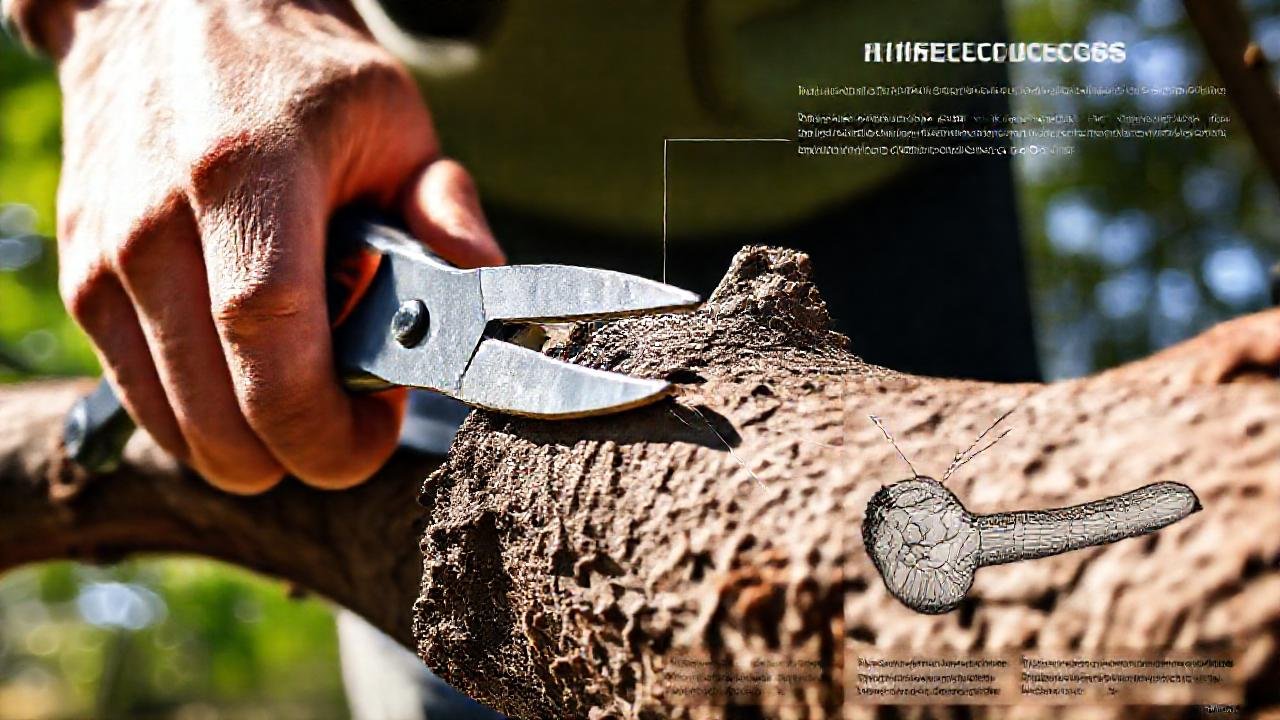 Manos podan ramas con precisión profesional