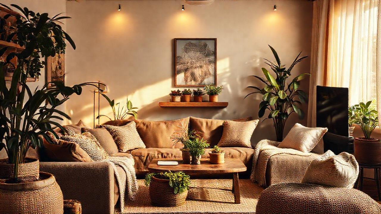 Un salón acogedor y natural