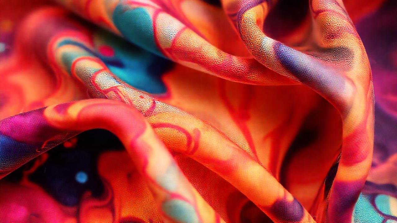 Textiles vibrantes, diseño abstracto y macro
