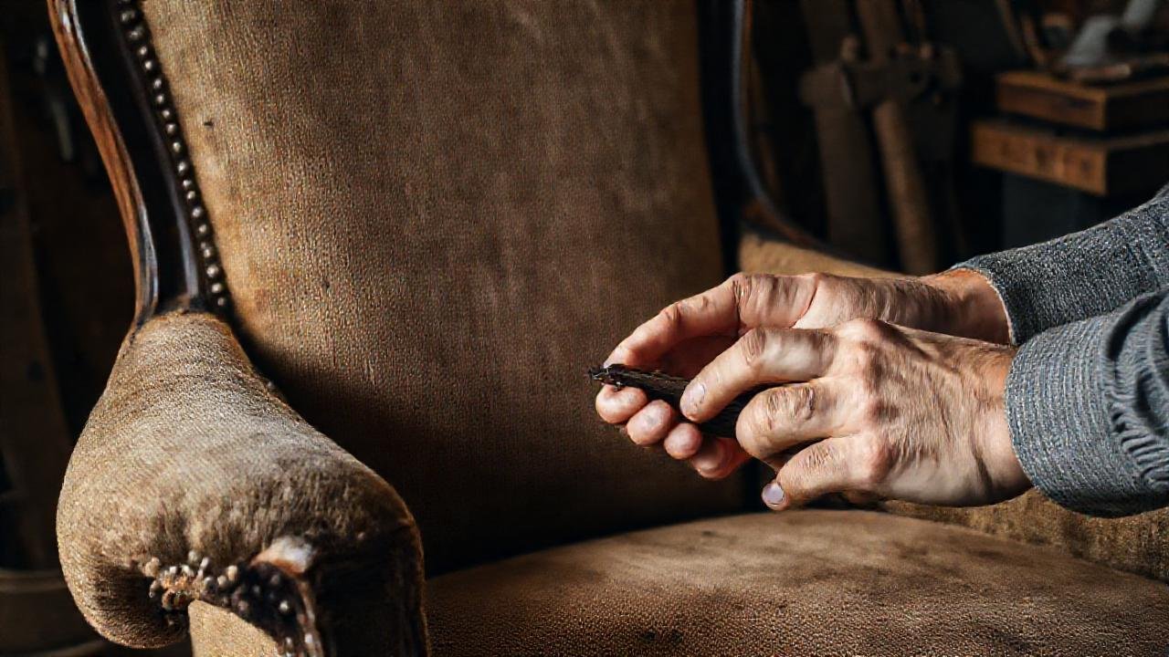 Un artesano restaura una silla antigua