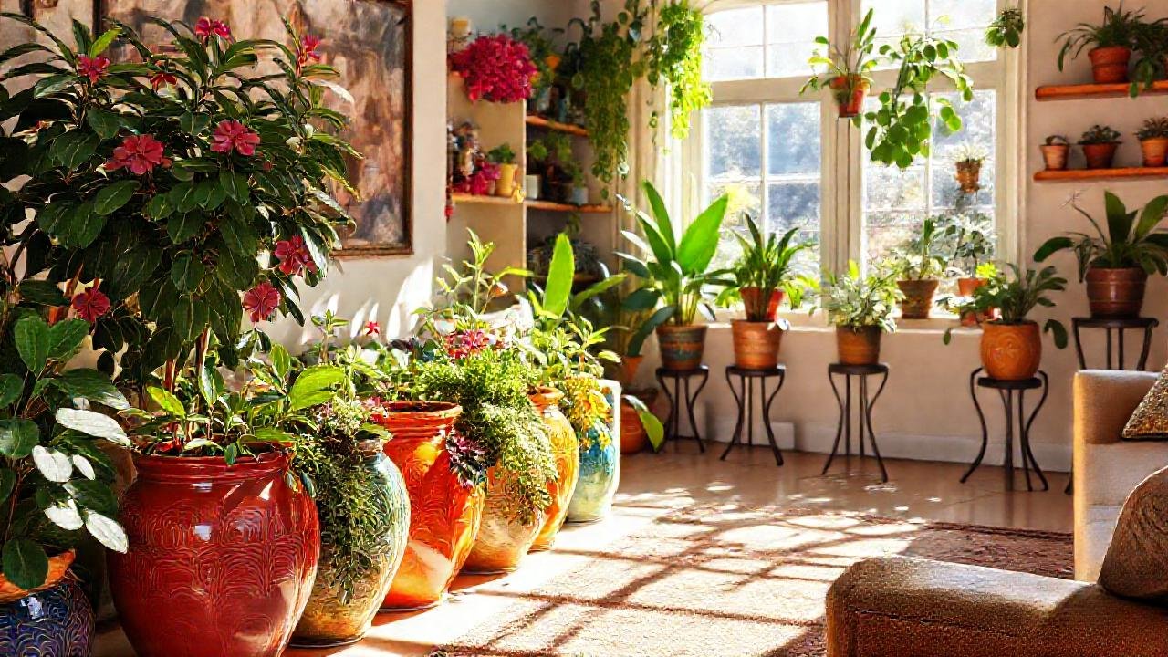 Un salón acogedor con plantas vibrantes