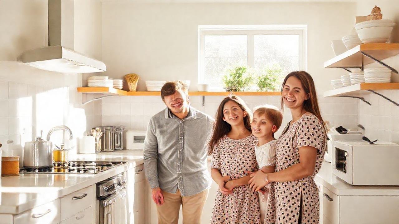 Una cocina brillante y acogedora inspira felicidad
