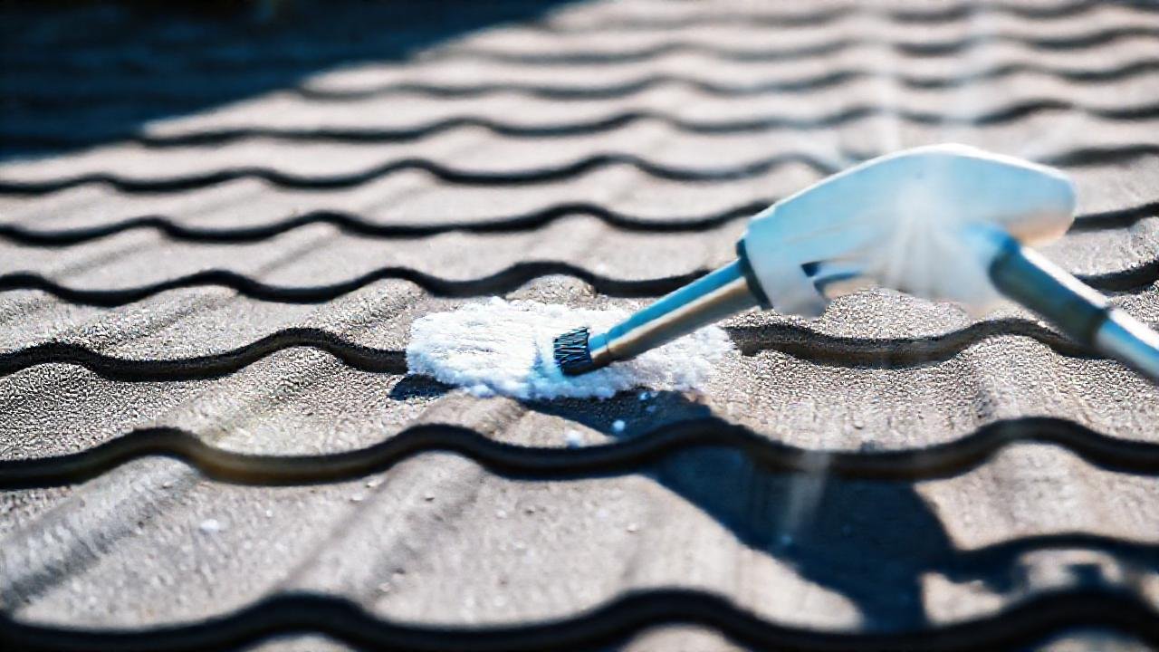 El limpiador profesional limpia techos texturizados