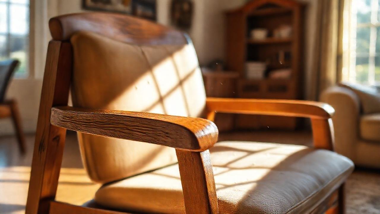 Un sillón de madera invita a la calma