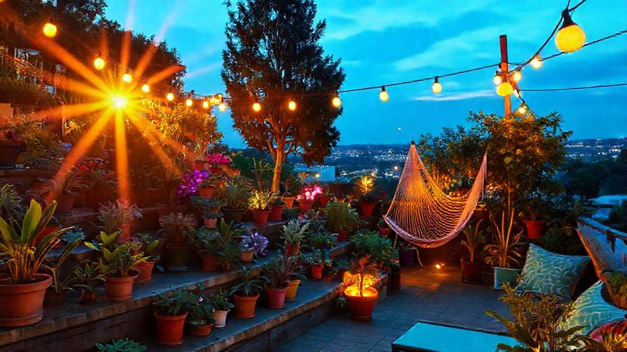 Un jardín escalonado brilla con elegancia