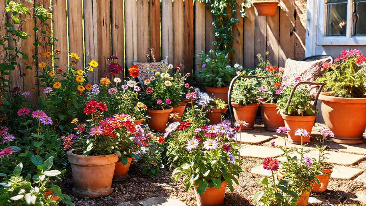 Un jardín pequeño y encantador florece